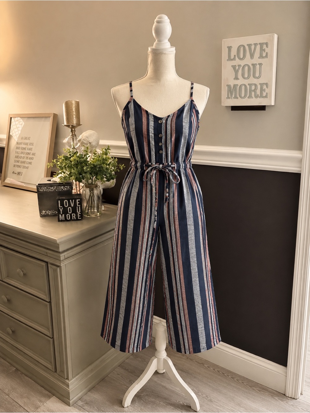 Splendid Striped Linen Blend Jumpsuit XS